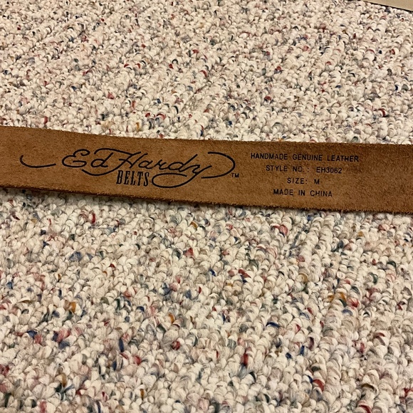 Ed Hardy Silver Metallic Leather Belt main image 5
